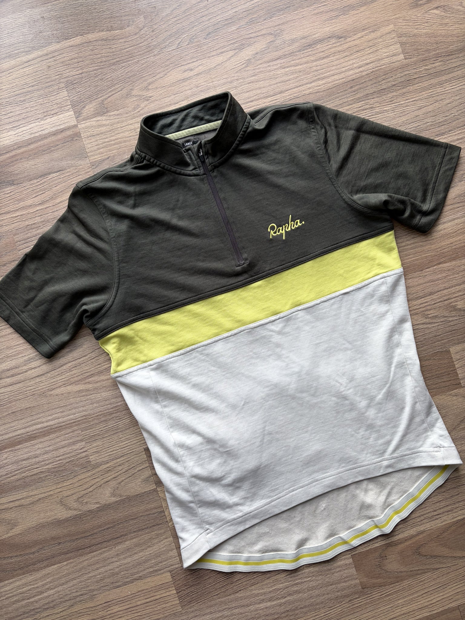 Pre-owned Rapha Club “Rik II” Men’s Jersey - L - Green/Off-White  in Good condition