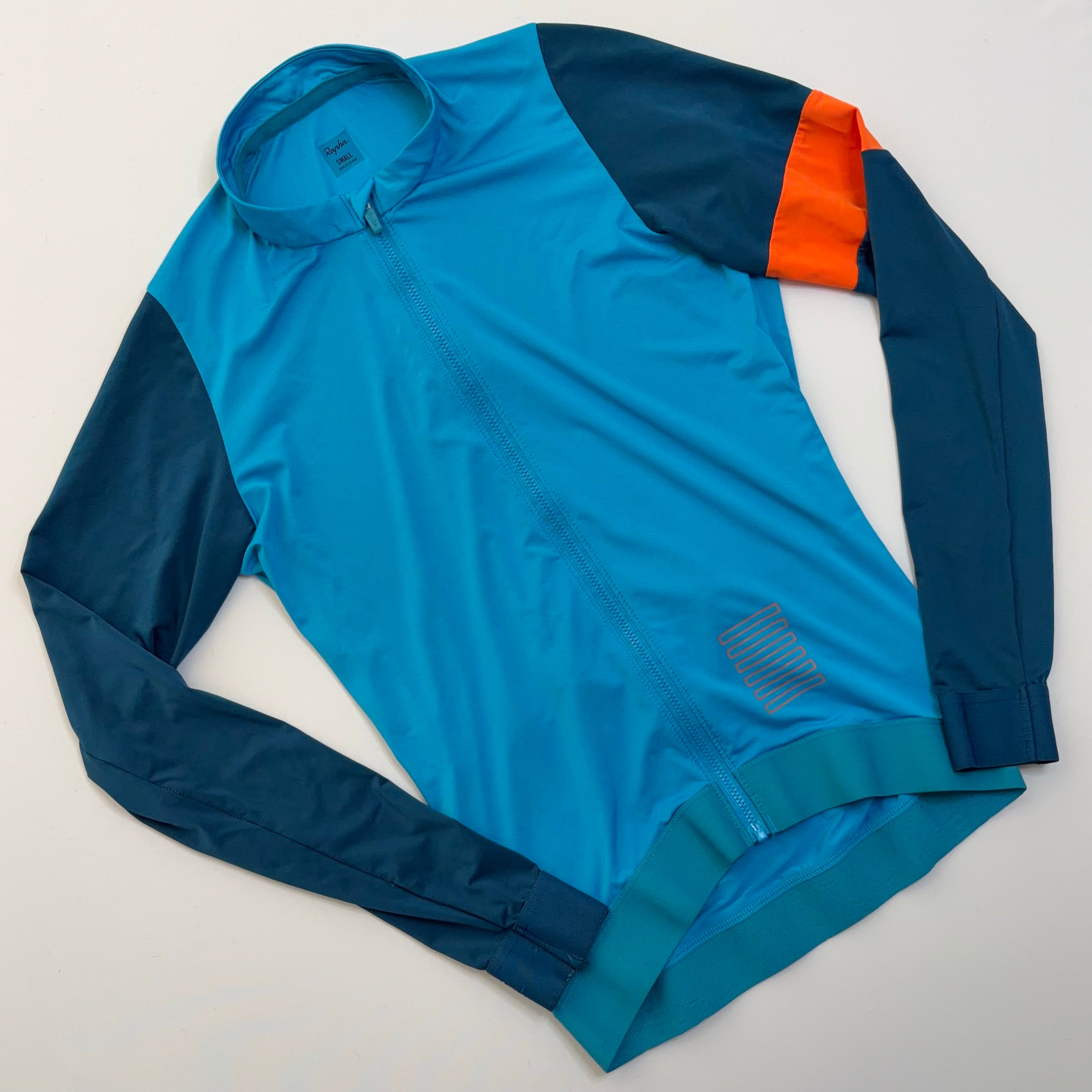 Used Rapha Men's Pro Team Long Sleeve Training Jersey - Blue / Orange - Very Good Used Condition (with hole)