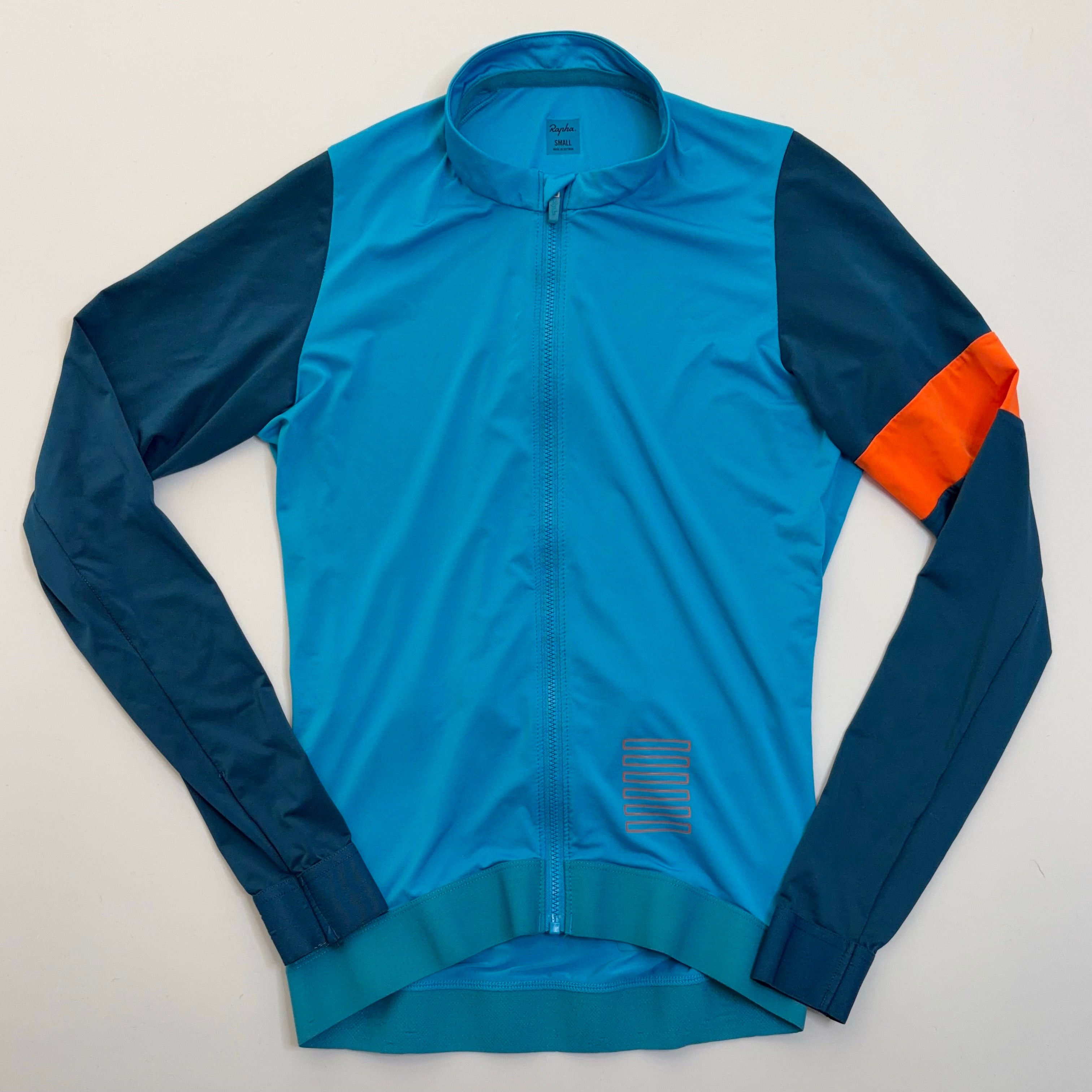 Used Rapha Men's Pro Team Long Sleeve Training Jersey - Blue / Orange - Very Good Used Condition (with hole)