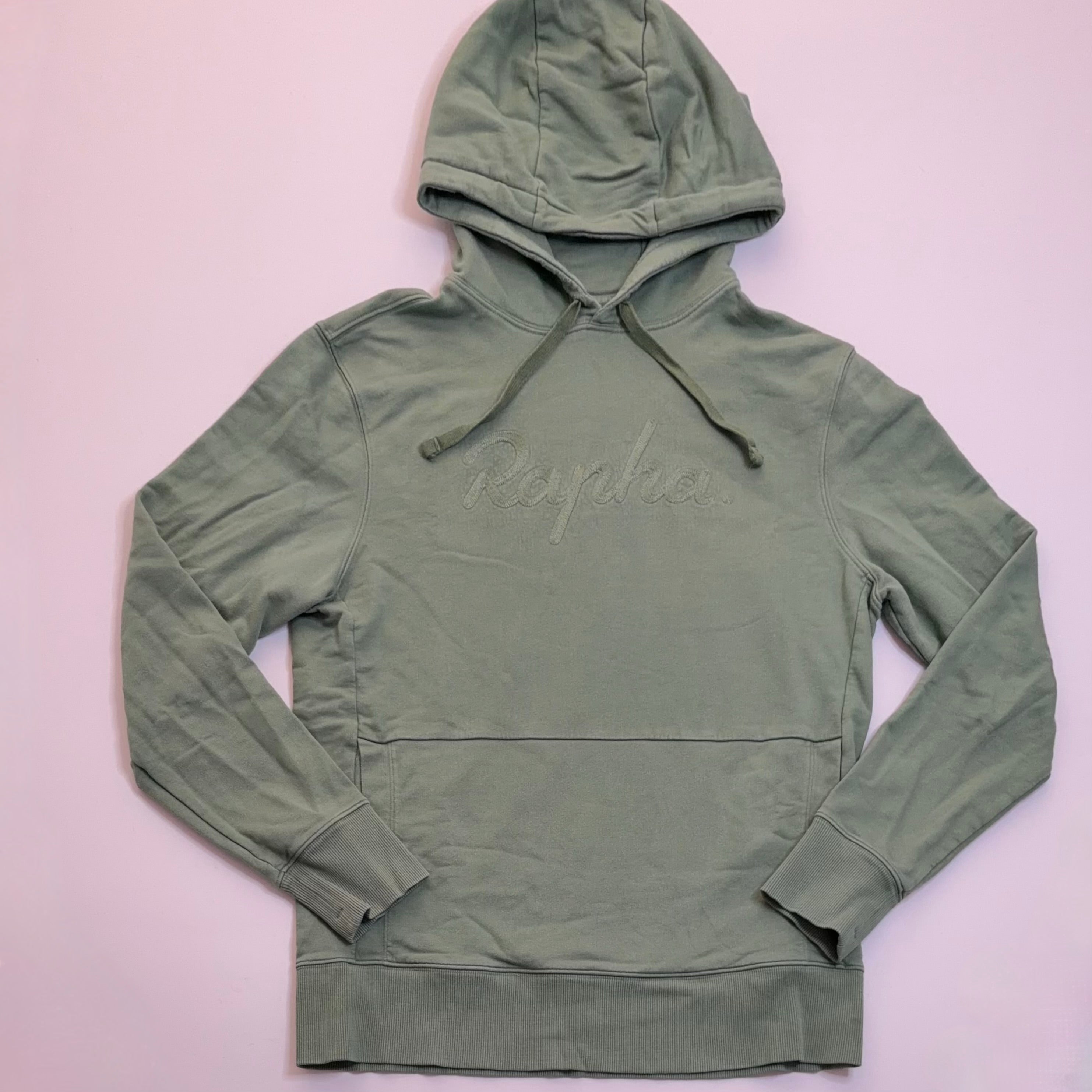 Used Rapha Men's Script Logo Hoodie - Olive Green - Very Good Used Condition