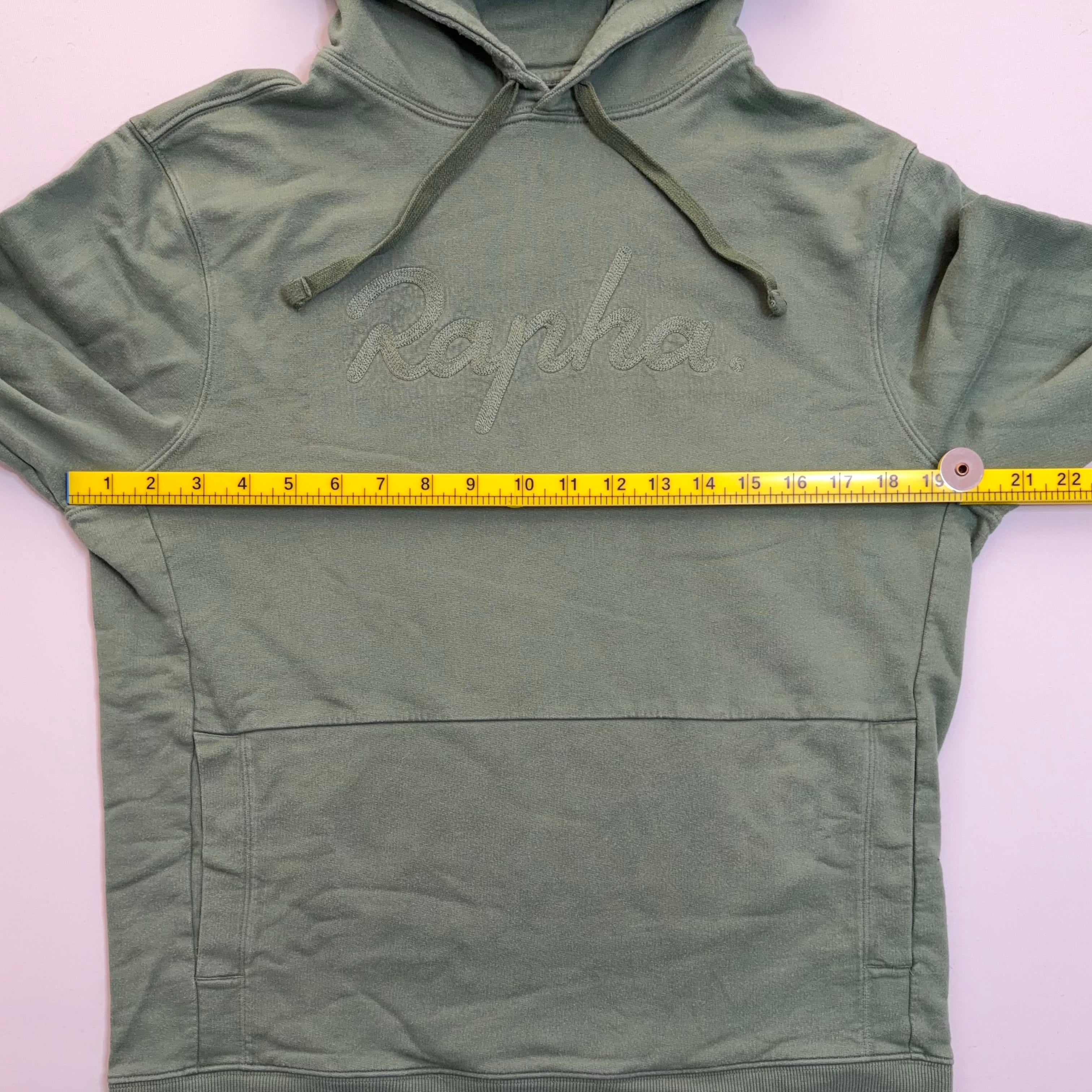 Used Rapha Men's Script Logo Hoodie - Olive Green - Very Good Used Condition