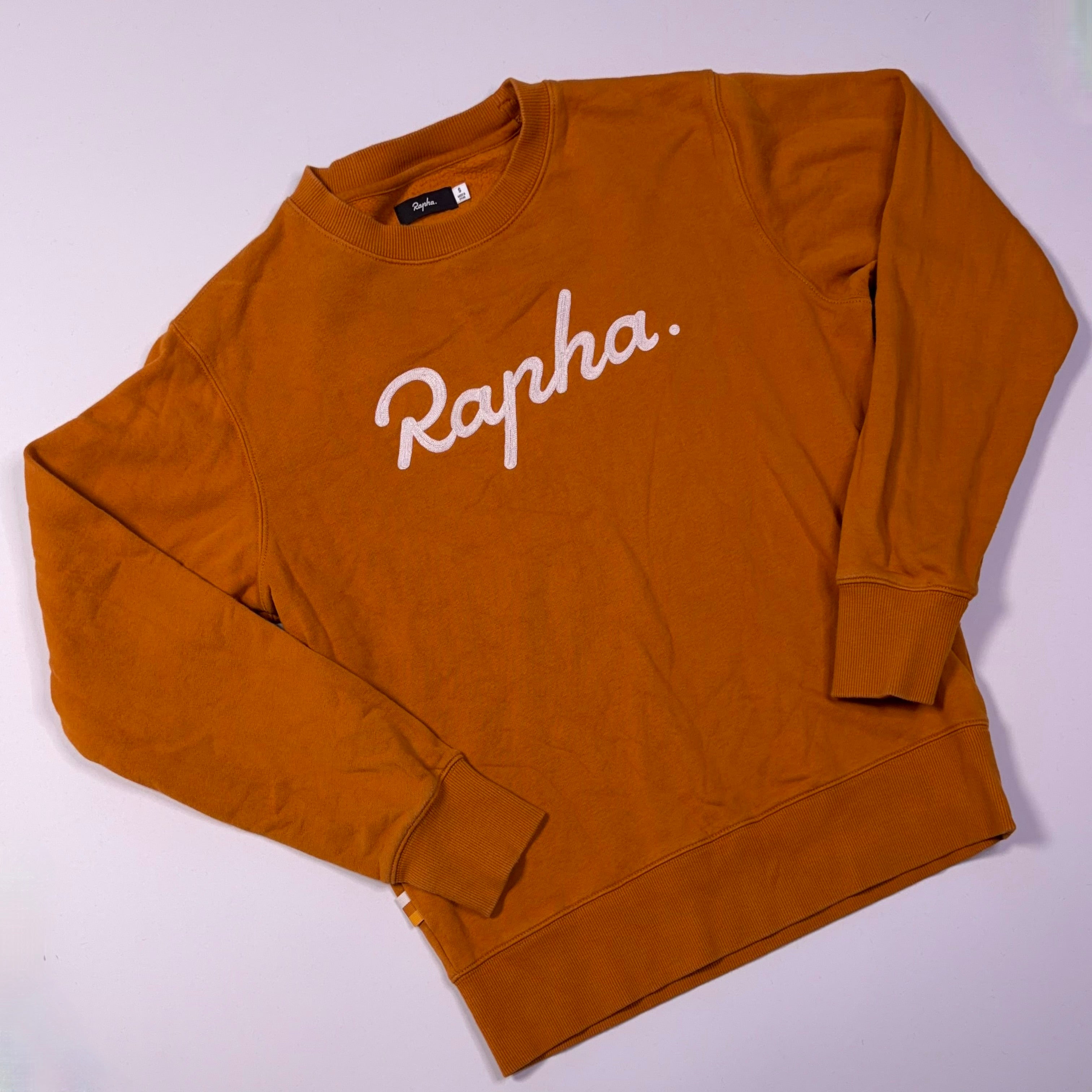 Used Rapha Men's Script Logo Sweatshirt - Mustard - Very Good Used Condition