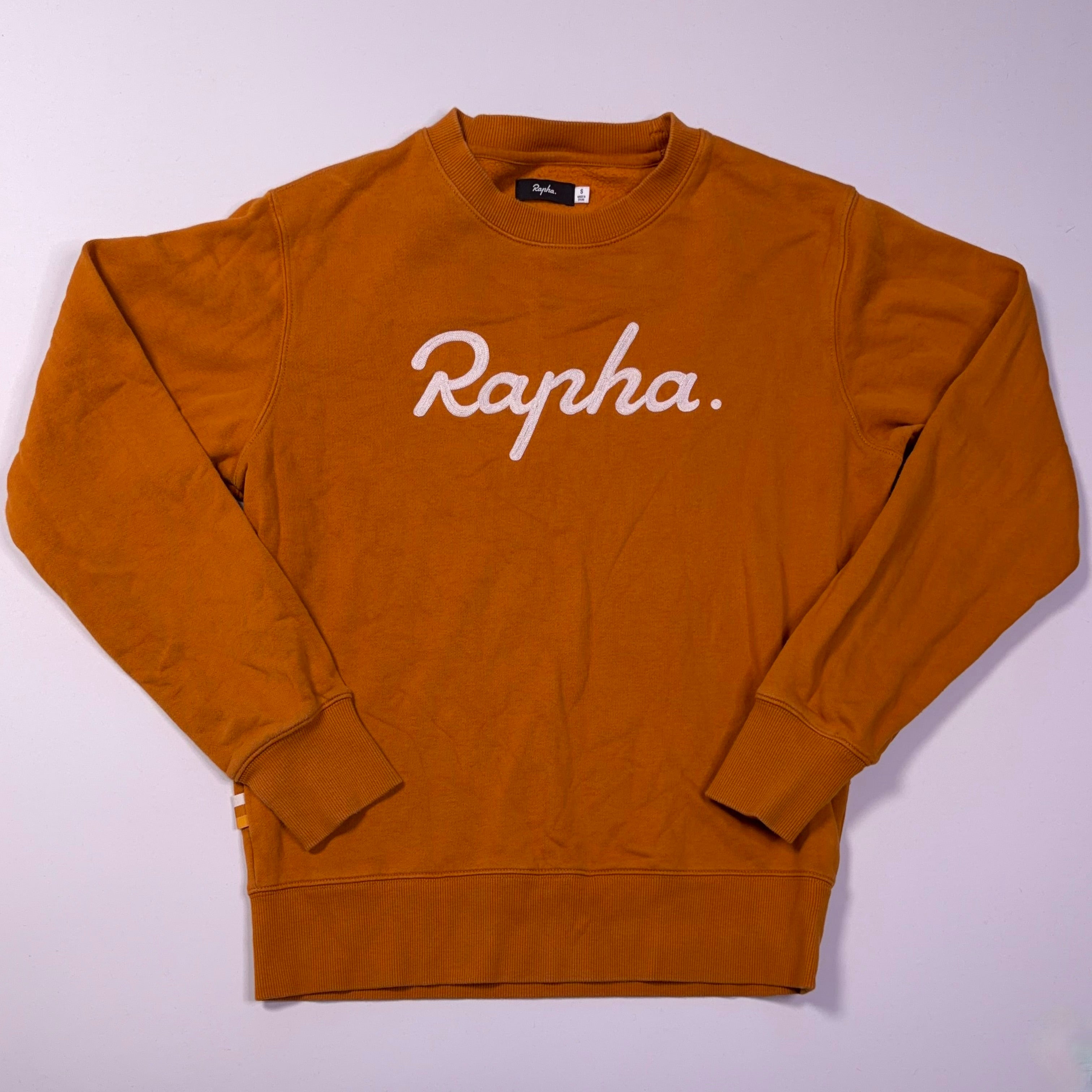 Used Rapha Men's Script Logo Sweatshirt - Mustard - Very Good Used Condition