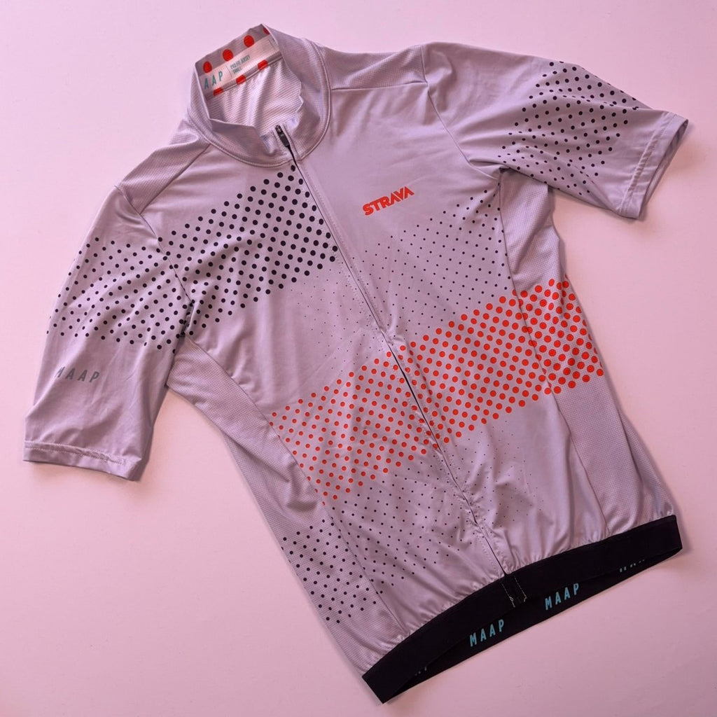 MAAP x Strava Pro Fit Jersey - Small - Grey / Orange Polka Dot - Excellent Used Condition - Pedalling Wears