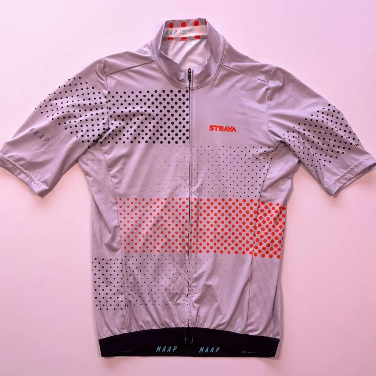 MAAP x Strava Pro Fit Jersey - Small - Grey / Orange Polka Dot - Excellent Used Condition - Pedalling Wears