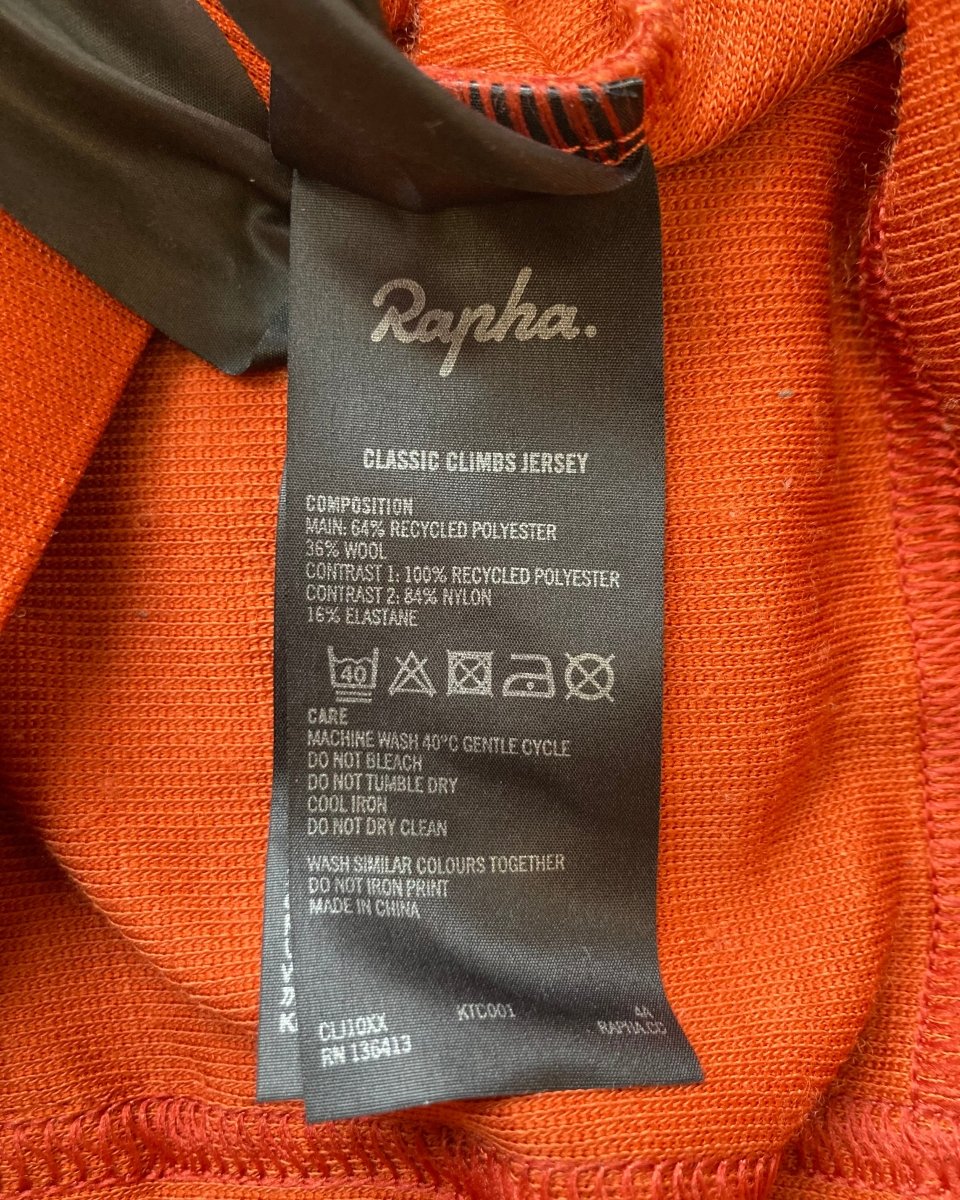 Rapha Men's Classic Climbs Jersey - S - Orange / Multi - Very Good Condition - Pedalling Wears