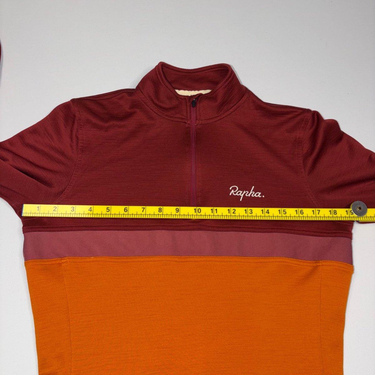 Rapha Men's Club Long Sleeve Jersey - M - Burgundy / Orange - Very Good Used Condition - Pedalling Wears