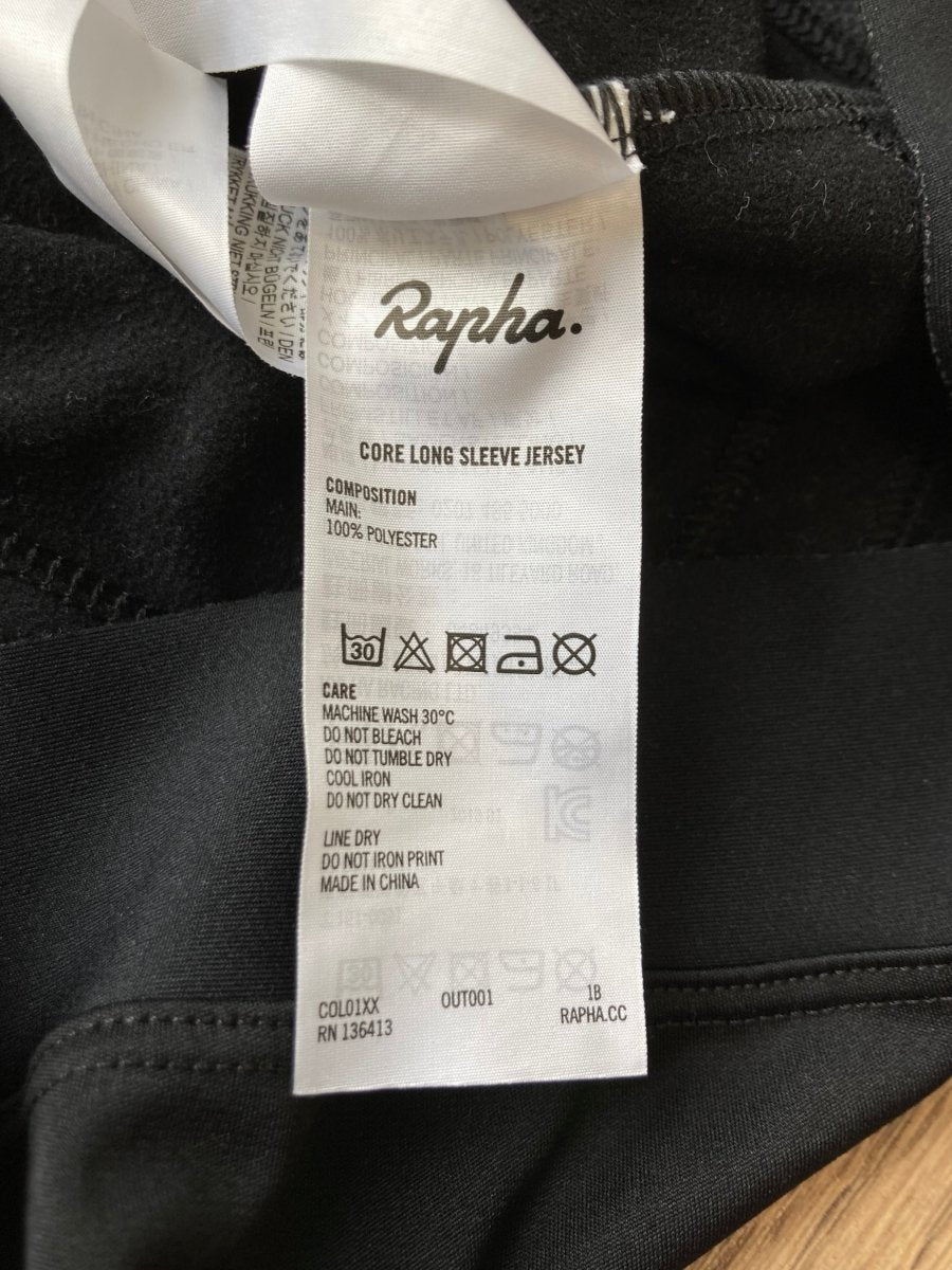 Rapha Men's Core Long Sleeve Jersey - M - Black - Excellent Condition - Pedalling Wears