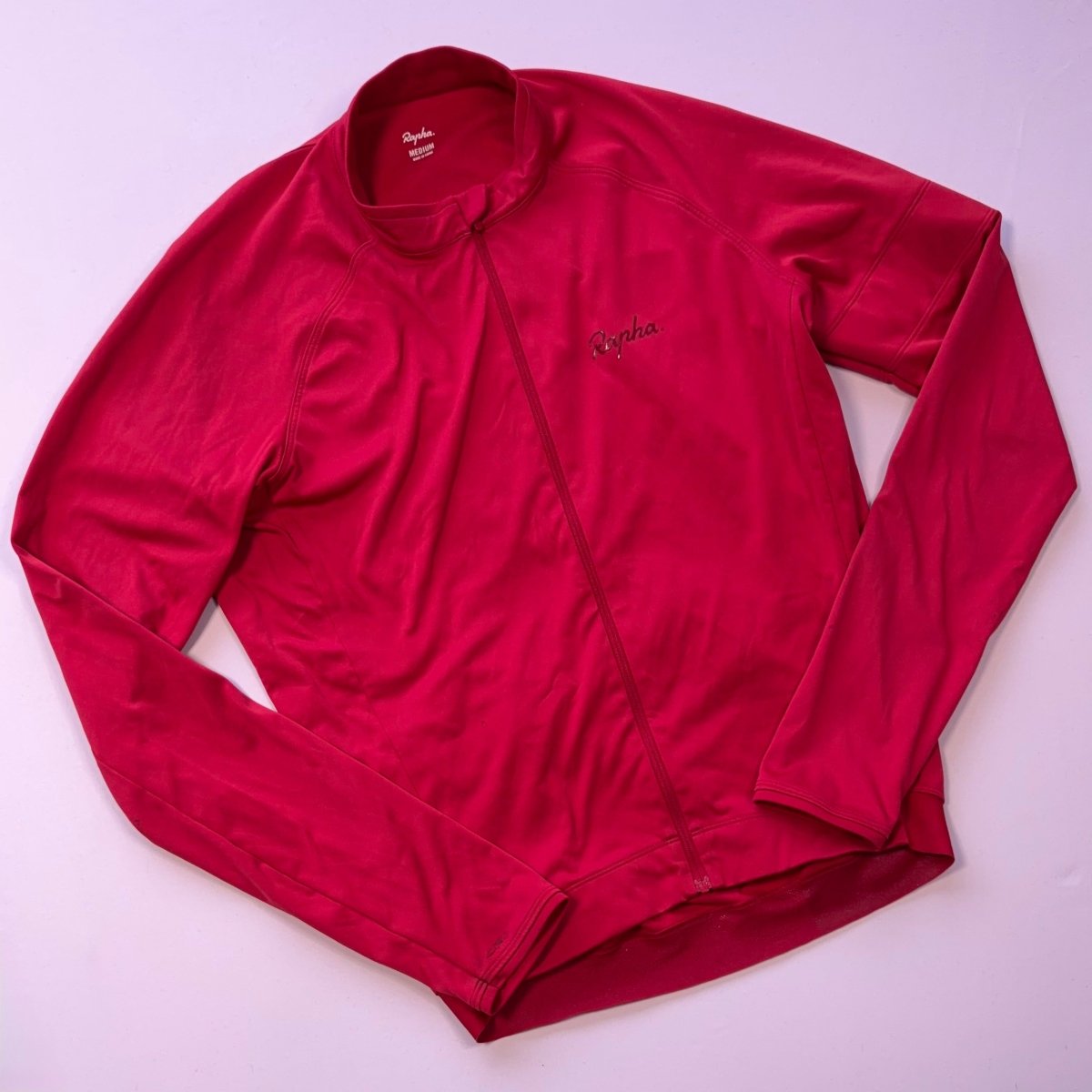 Rapha Men’s Core Long Sleeve Jersey - Medium - Red - Good Used Condition - Pedalling Wears