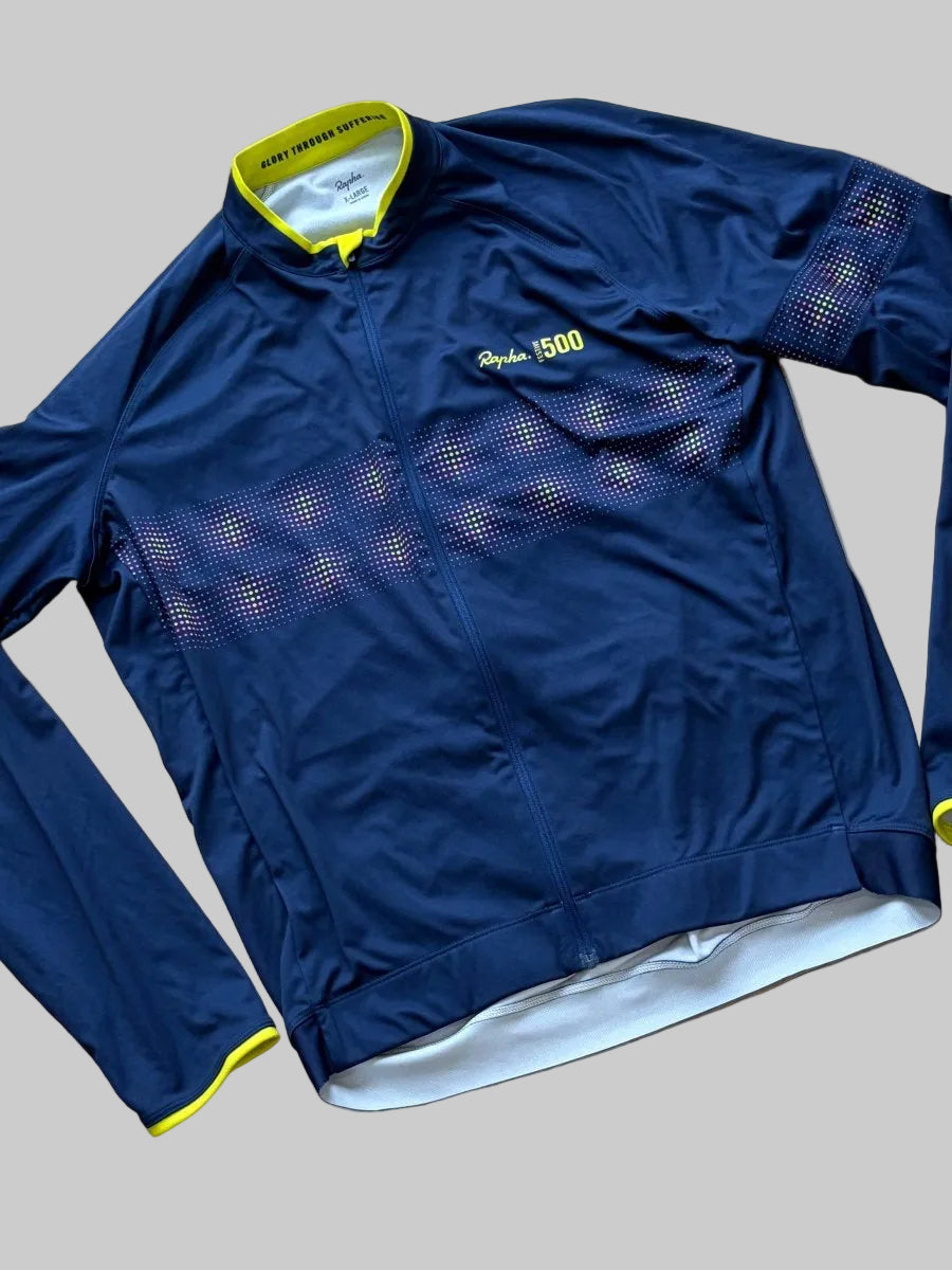 Rapha Men's Festive 500 Core Long Sleeve Jersey - XL - Navy - Excellent Condition - Pedalling Wears