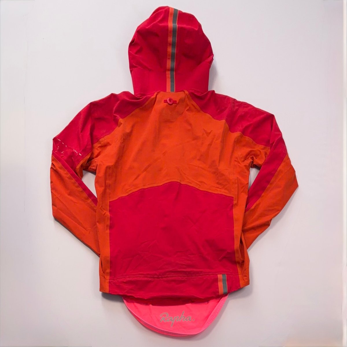 Rapha Men’s Hooded Rain Jacket - S - Red / Orange - Excellent Used Condition - Pedalling Wears