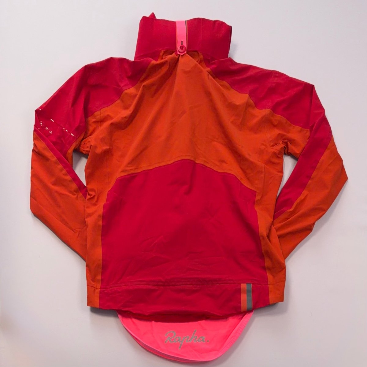 Rapha Men’s Hooded Rain Jacket - S - Red / Orange - Excellent Used Condition - Pedalling Wears