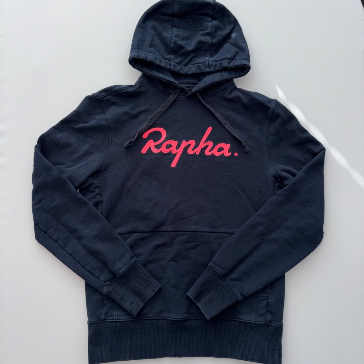 Rapha Men's Logo Pullover Hoodie - S - Navy / Pink - Very Good Used Condition - Pedalling Wears