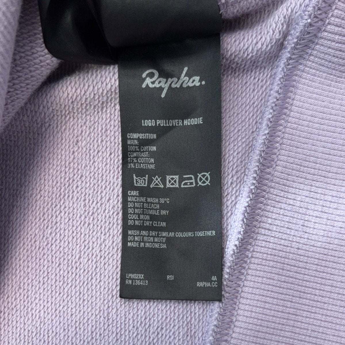 Rapha Men’s Logo Pullover Hoodie - XXL - Lilac - Good Used Condition - Pedalling Wears