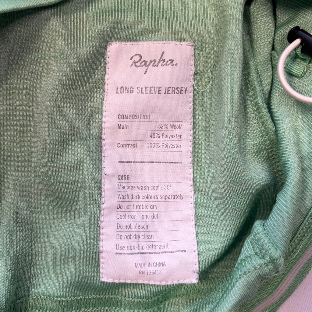 Rapha Men’s Long Sleeve Jersey - S - Pale Green - Very Good Used Condition - Pedalling Wears