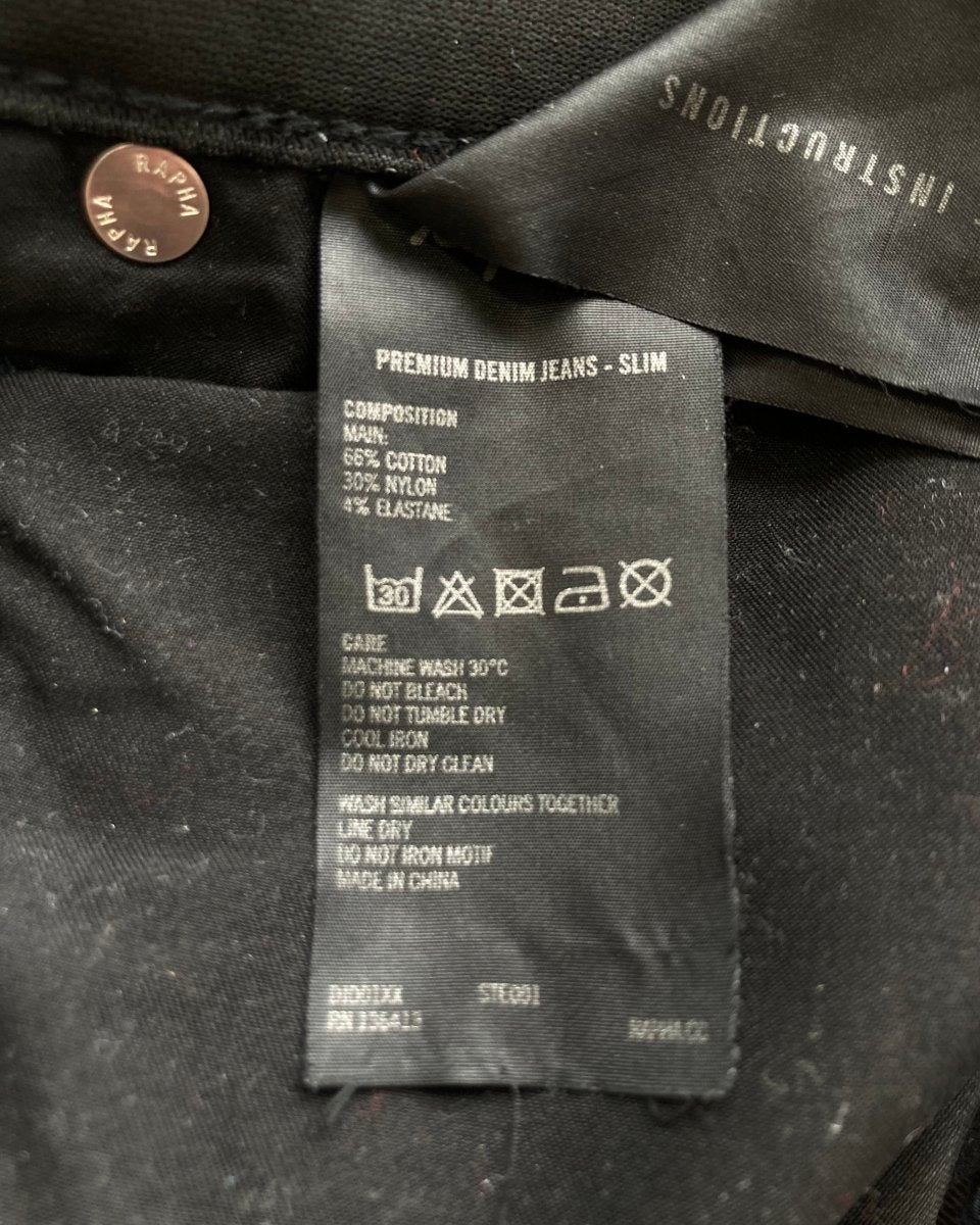 Rapha Men's Premium Denim Slim Cycling Jeans - W36 L32 - Dark Grey - Excellent Condition - Pedalling Wears