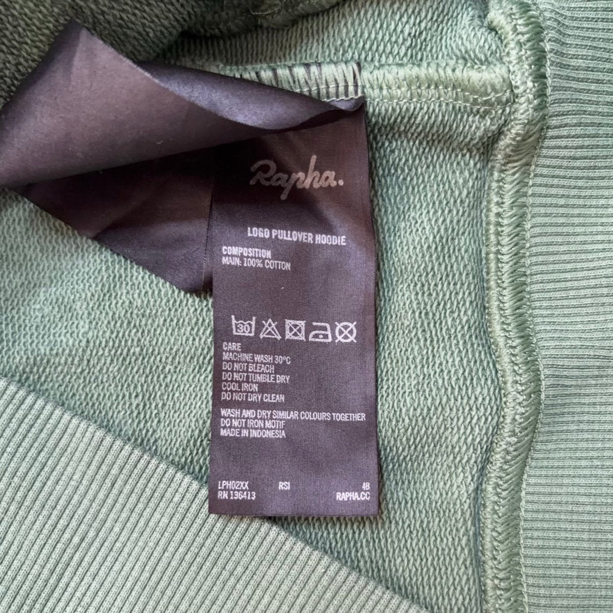 Rapha Men's Script Logo Hoodie - M - Olive Green - Very Good Used Condition - Pedalling Wears