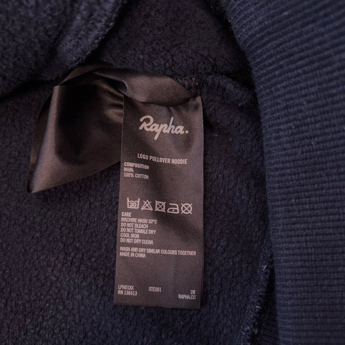 Rapha Men's Script Logo Hoodie - XXL - Navy / Pink - Good Used Condition - Pedalling Wears