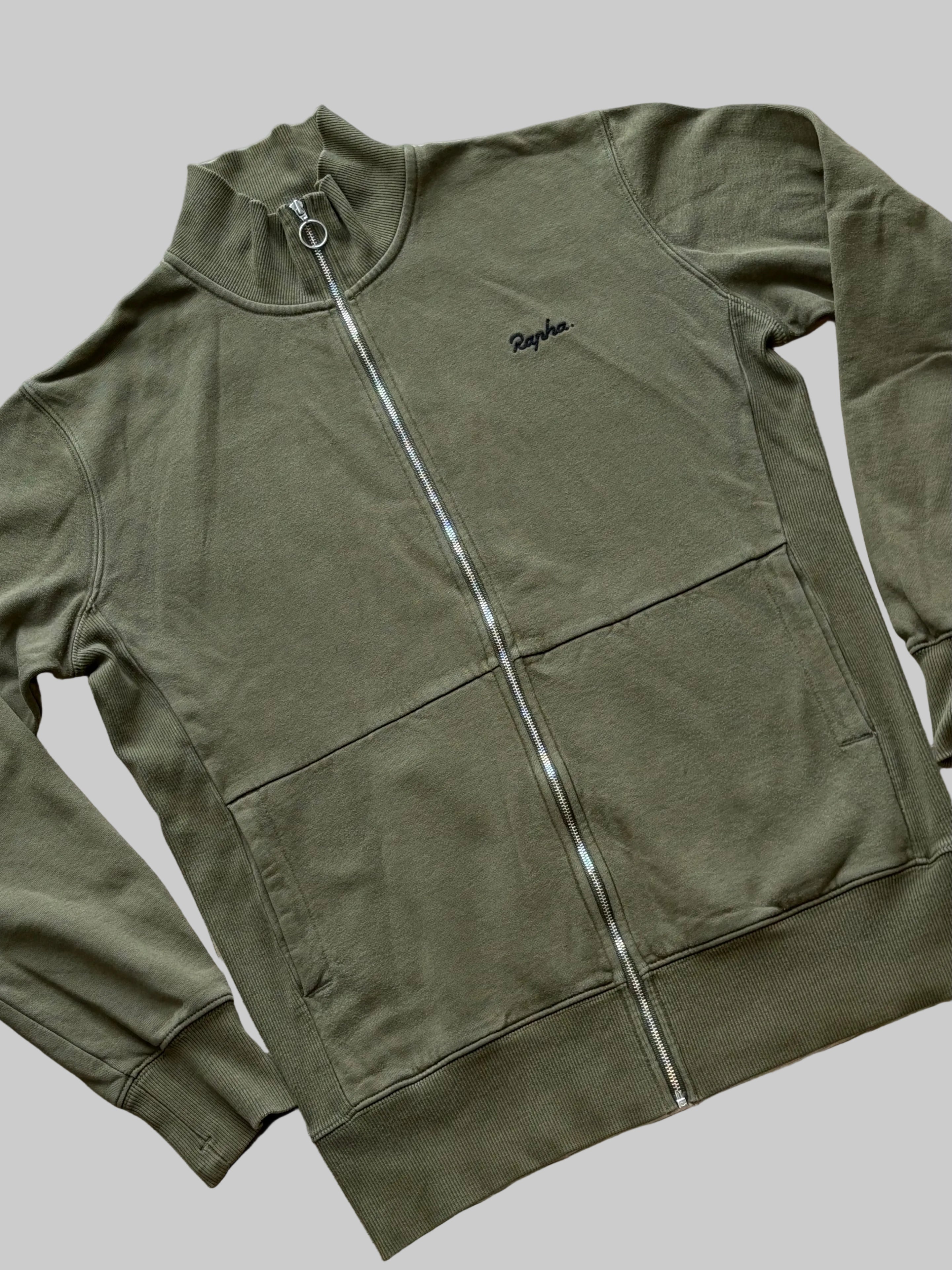 Rapha Men's Zip Up Track Jacket - S - Olive Green - Very Good Condition - Pedalling Wears