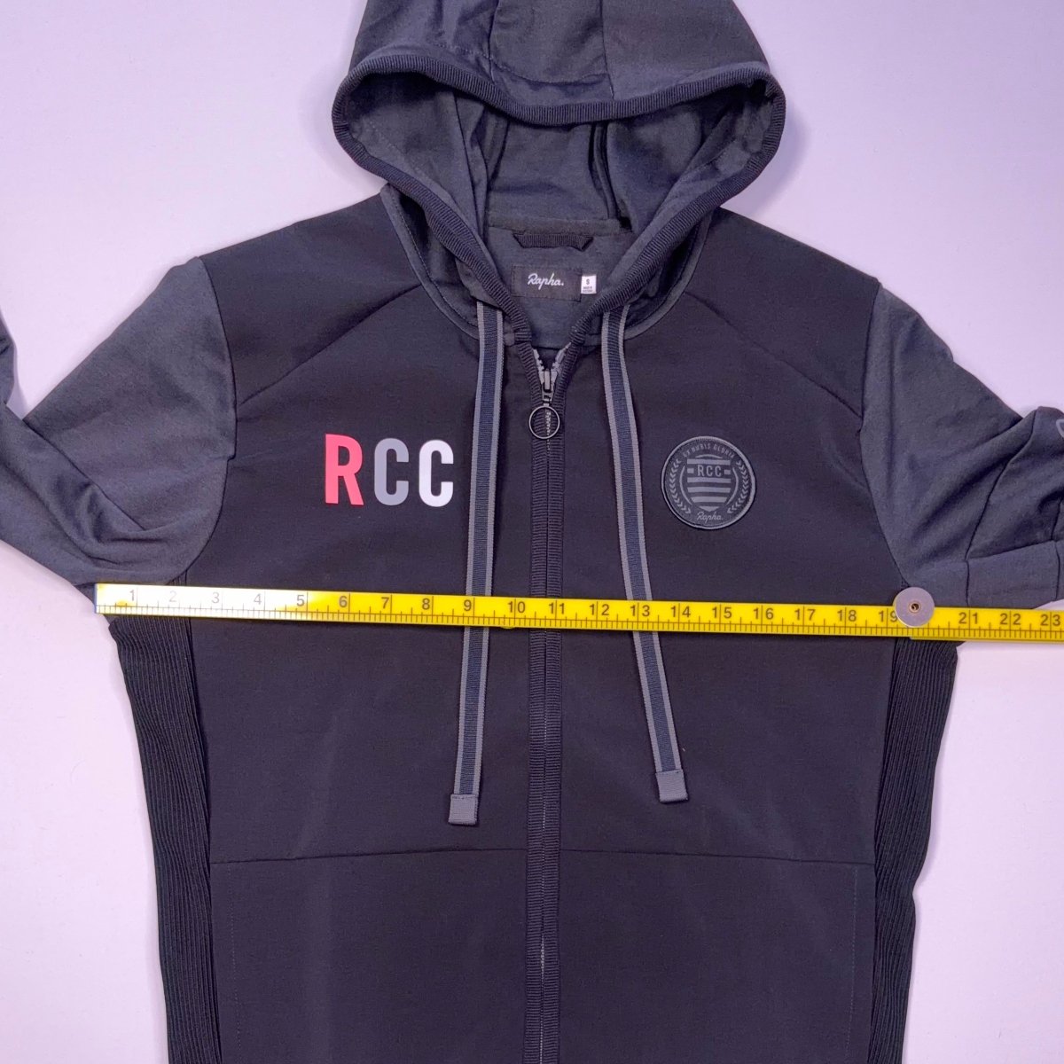Rapha RCC Transfer Hoodie - S - Black / Grey - Excellent Used Condition - Pedalling Wears