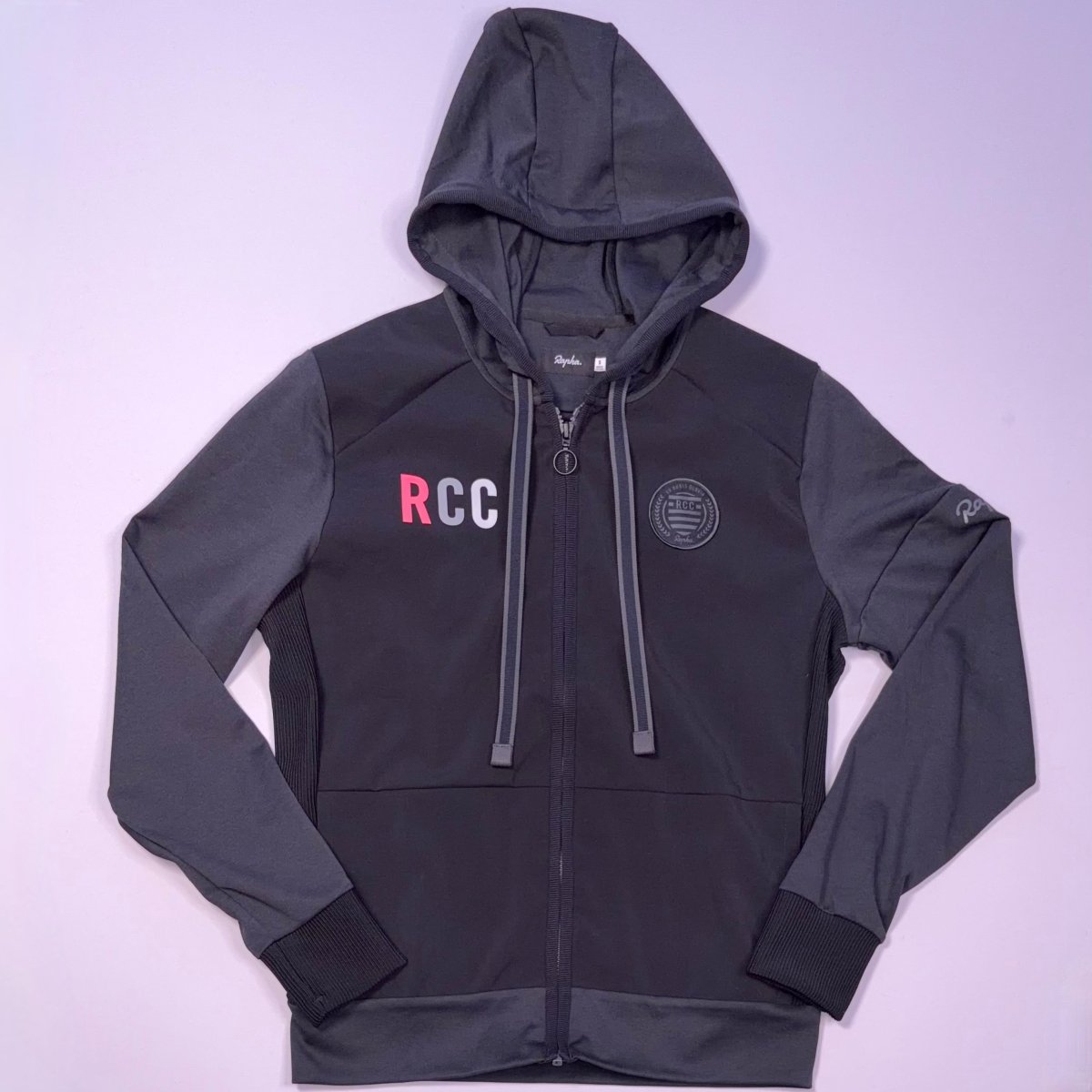 Rapha RCC Transfer Hoodie - S - Black / Grey - Excellent Used Condition - Pedalling Wears