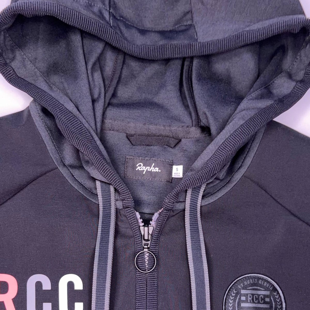 Rapha RCC Transfer Hoodie - S - Black / Grey - Excellent Used Condition - Pedalling Wears