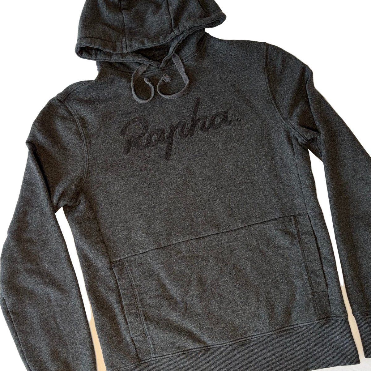 Rapha Script Logo Hoodie - XS - Dark Grey - Very Good Used Condition - Pedalling Wears