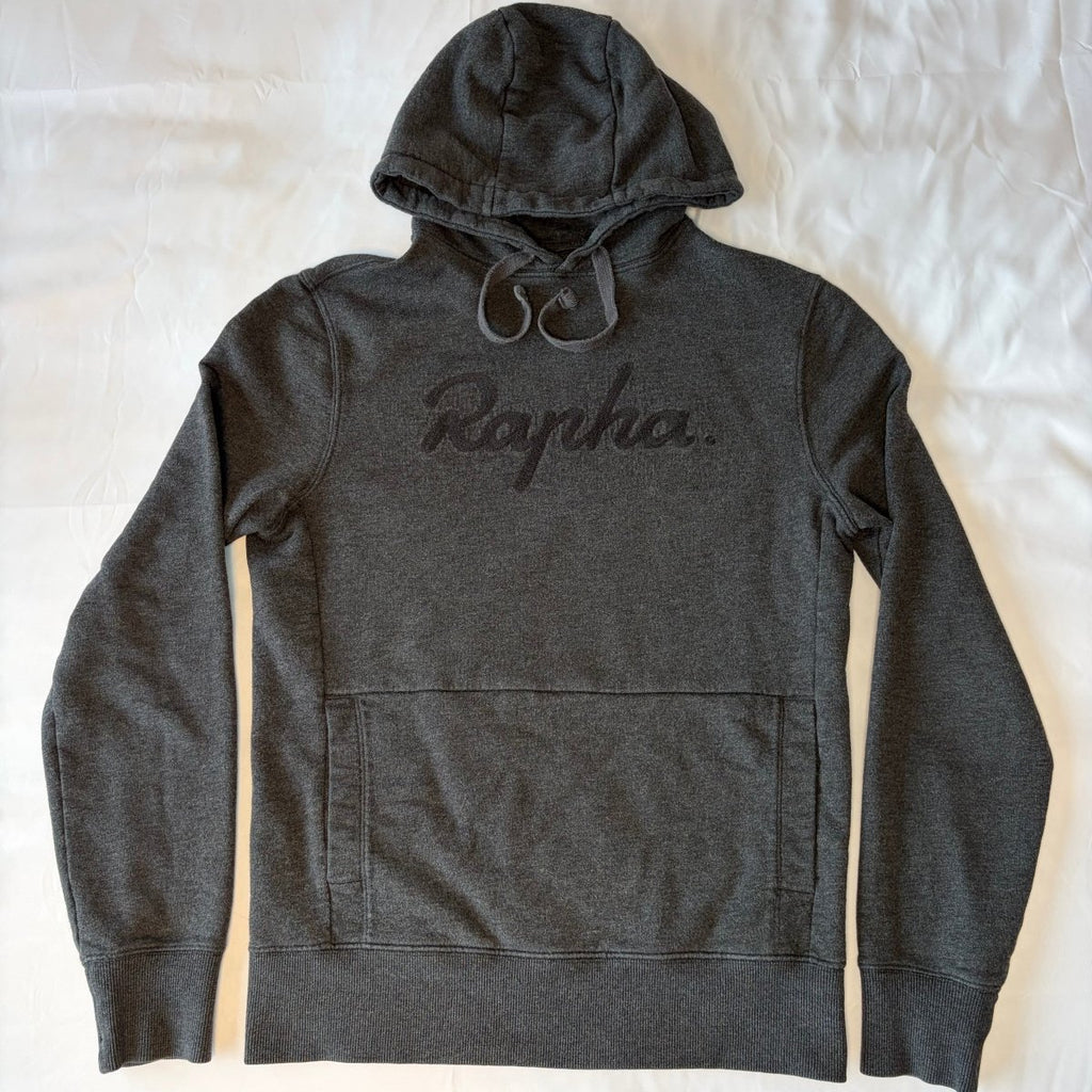 Rapha Script Logo Hoodie - XS - Dark Grey - Very Good Used Condition - Pedalling Wears