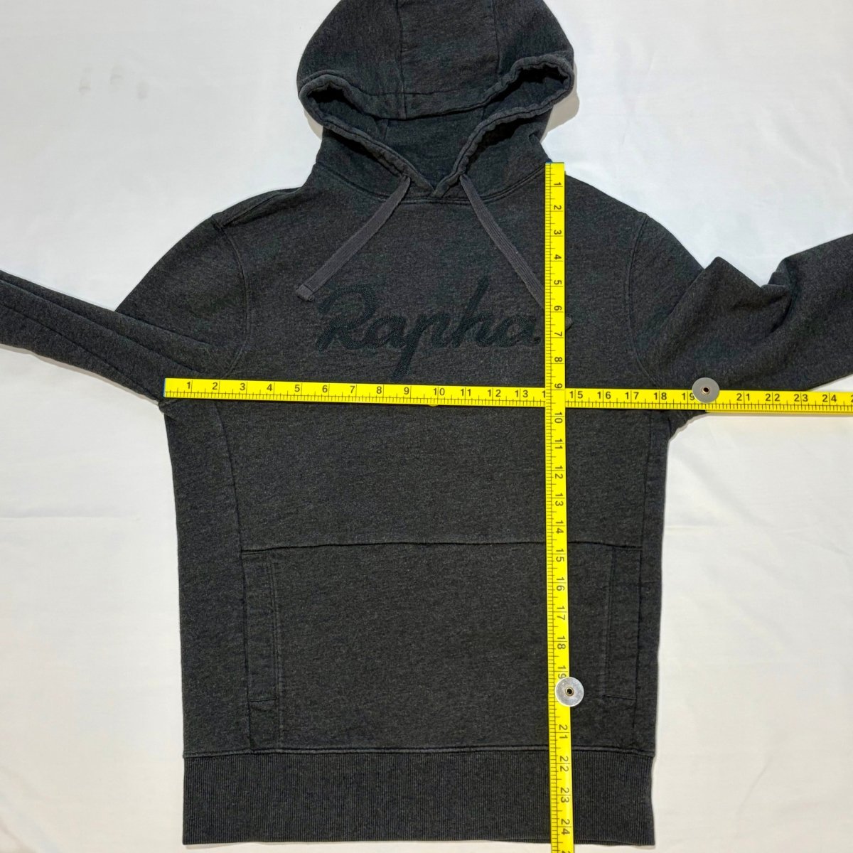 Rapha Script Logo Hoodie - XS - Dark Grey - Very Good Used Condition - Pedalling Wears