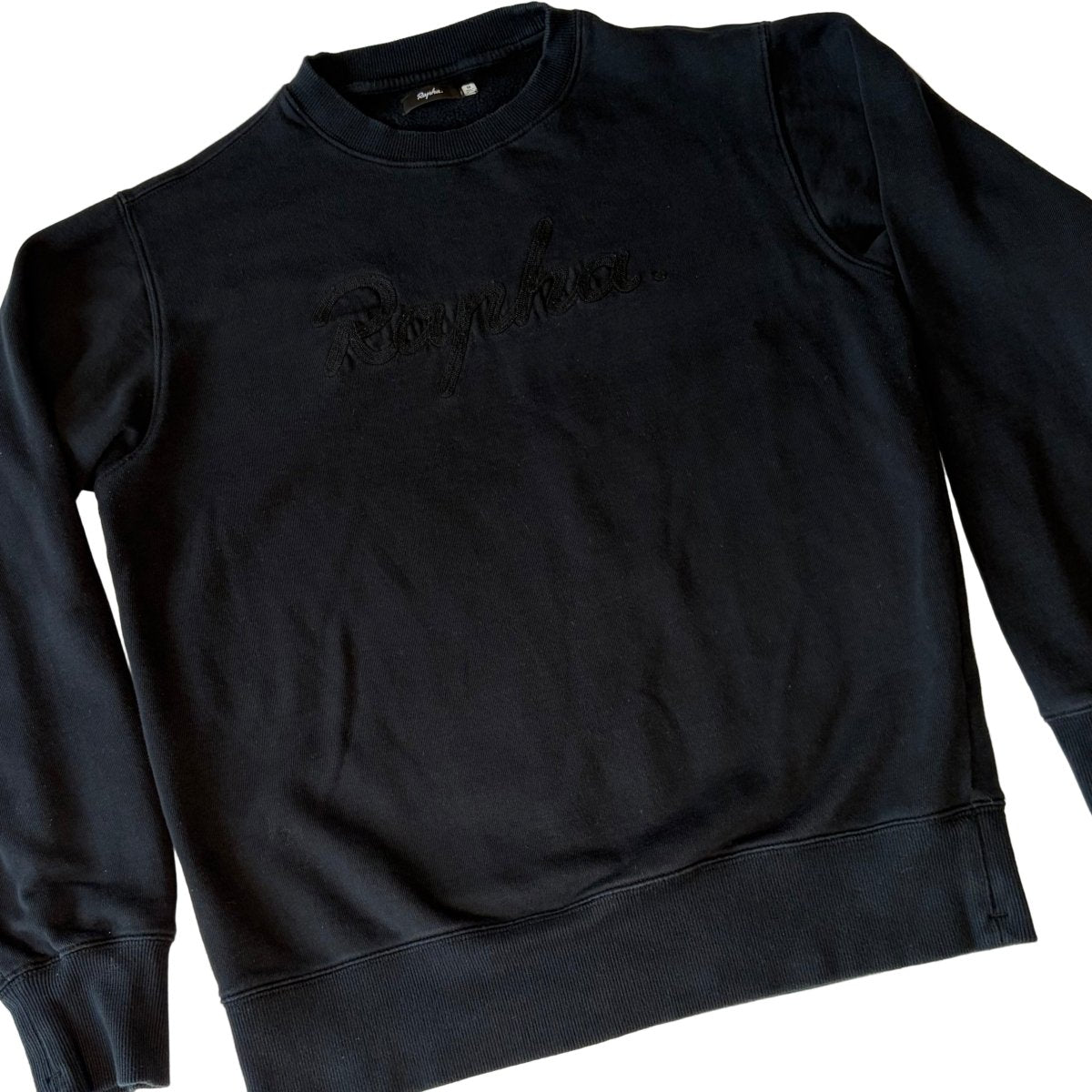 Rapha Script Logo Sweatshirt - M - Black - Very Good Used Condition - Pedalling Wears