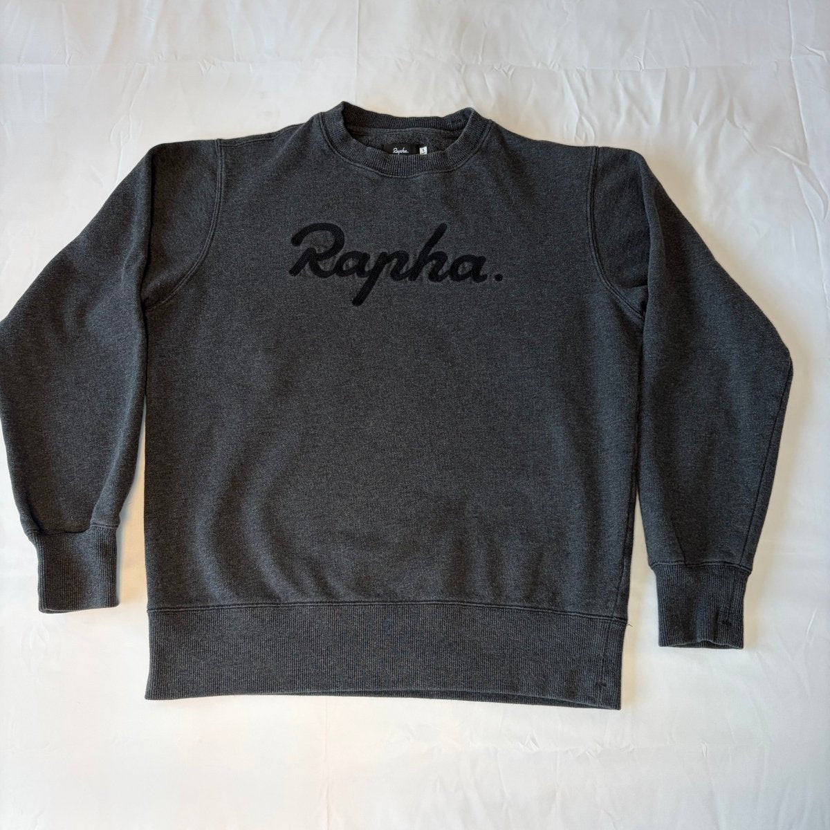 Rapha Script Logo Sweatshirt - S - Dark Grey - Very Good Used Condition - Pedalling Wears
