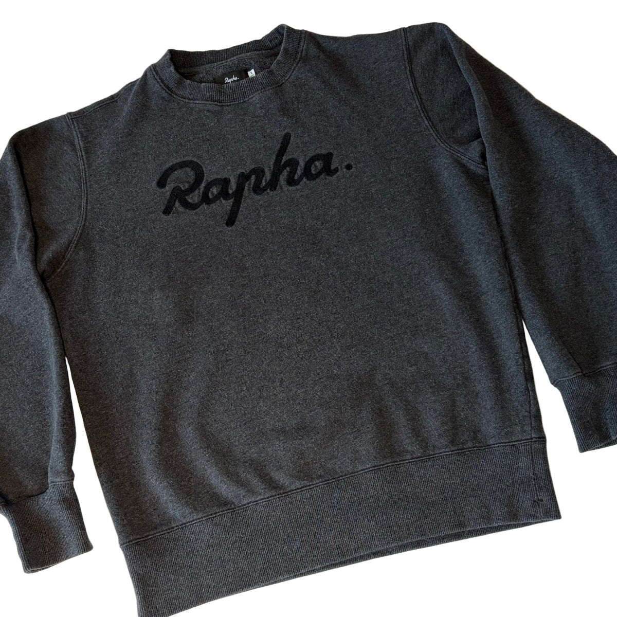 Rapha Script Logo Sweatshirt - S - Dark Grey - Very Good Used Condition - Pedalling Wears