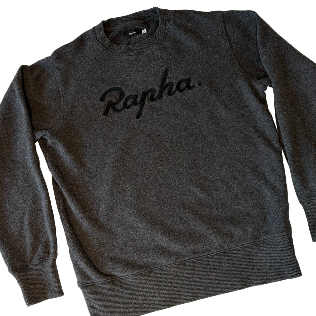 Rapha Script Logo Sweatshirt - S - Dark Grey - Very Good Used Condition - Pedalling Wears