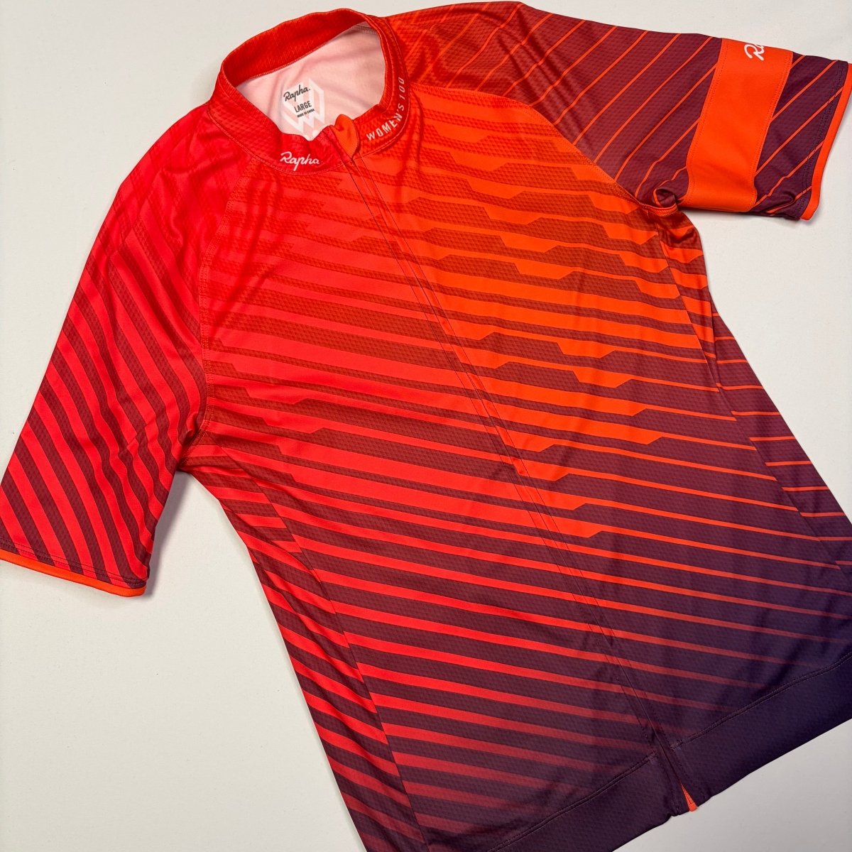 Rapha Women's 100 Edition Jersey - L - Red / Orange Gradient - Excellent Used Condition - Pedalling Wears