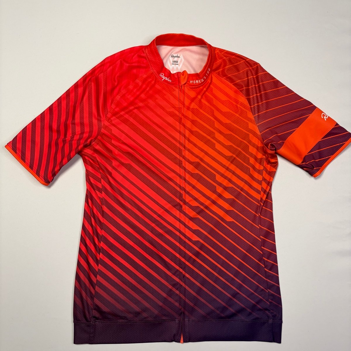Rapha Women's 100 Edition Jersey - L - Red / Orange Gradient - Excellent Used Condition - Pedalling Wears