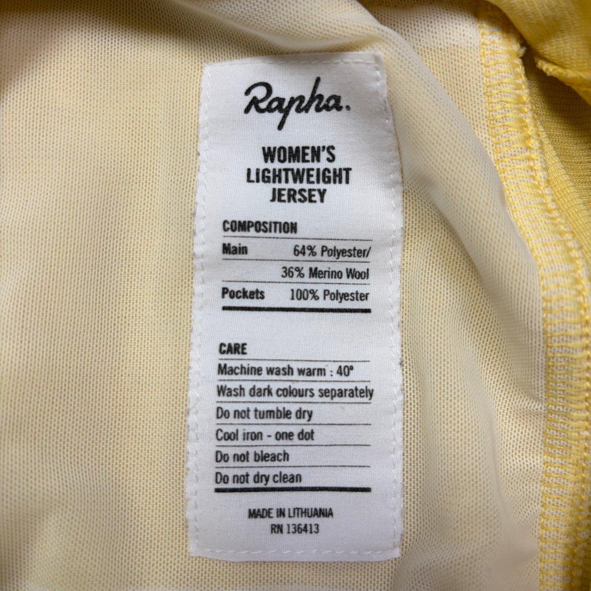 Rapha Women's Core Lightweight Jersey - L - Yellow - Excellent Used Condition - Pedalling Wears