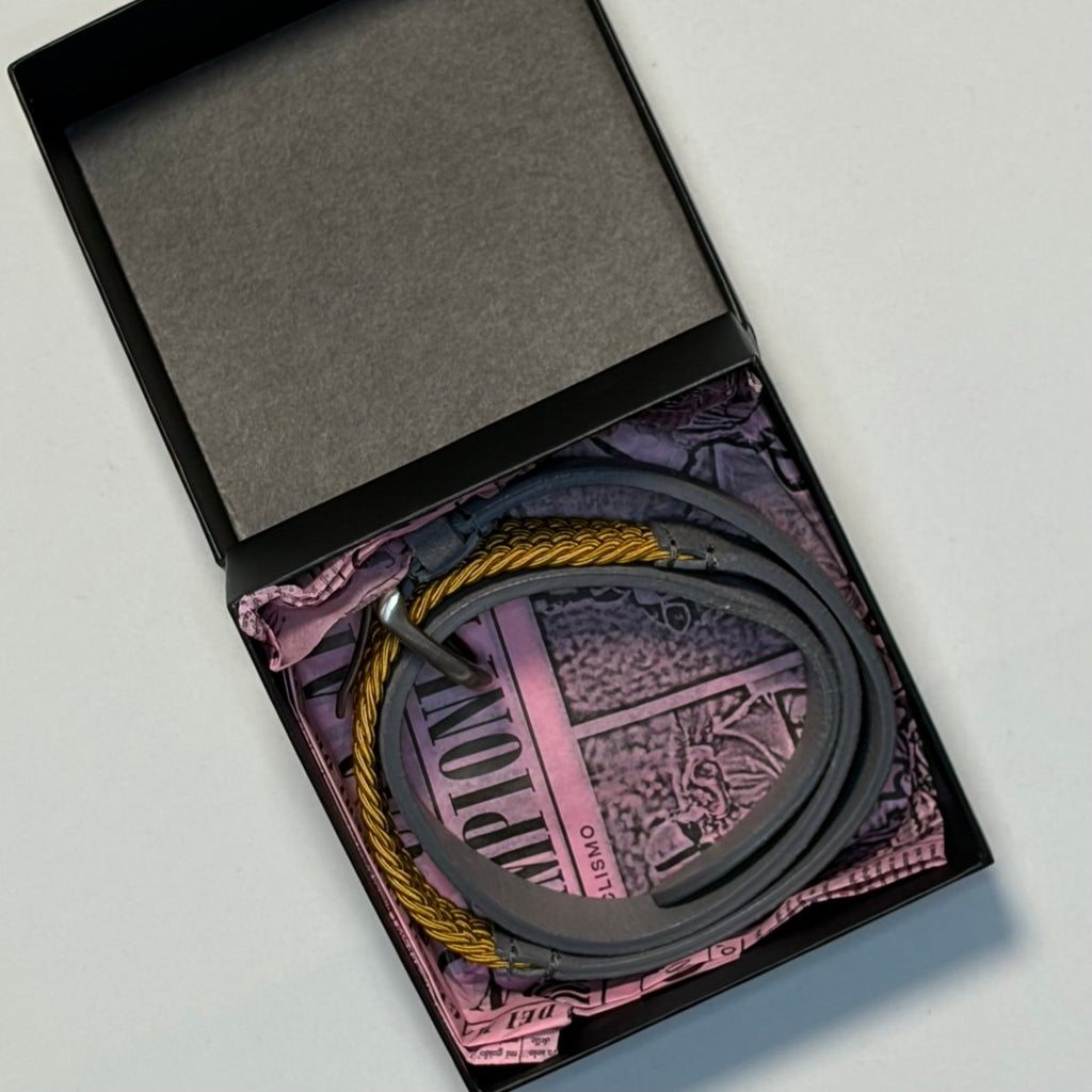 Rapha Women's Leather & Woven Belt - XS (24 - 28") - Grey / Orange - Excellent Used Condition - Pedalling Wears