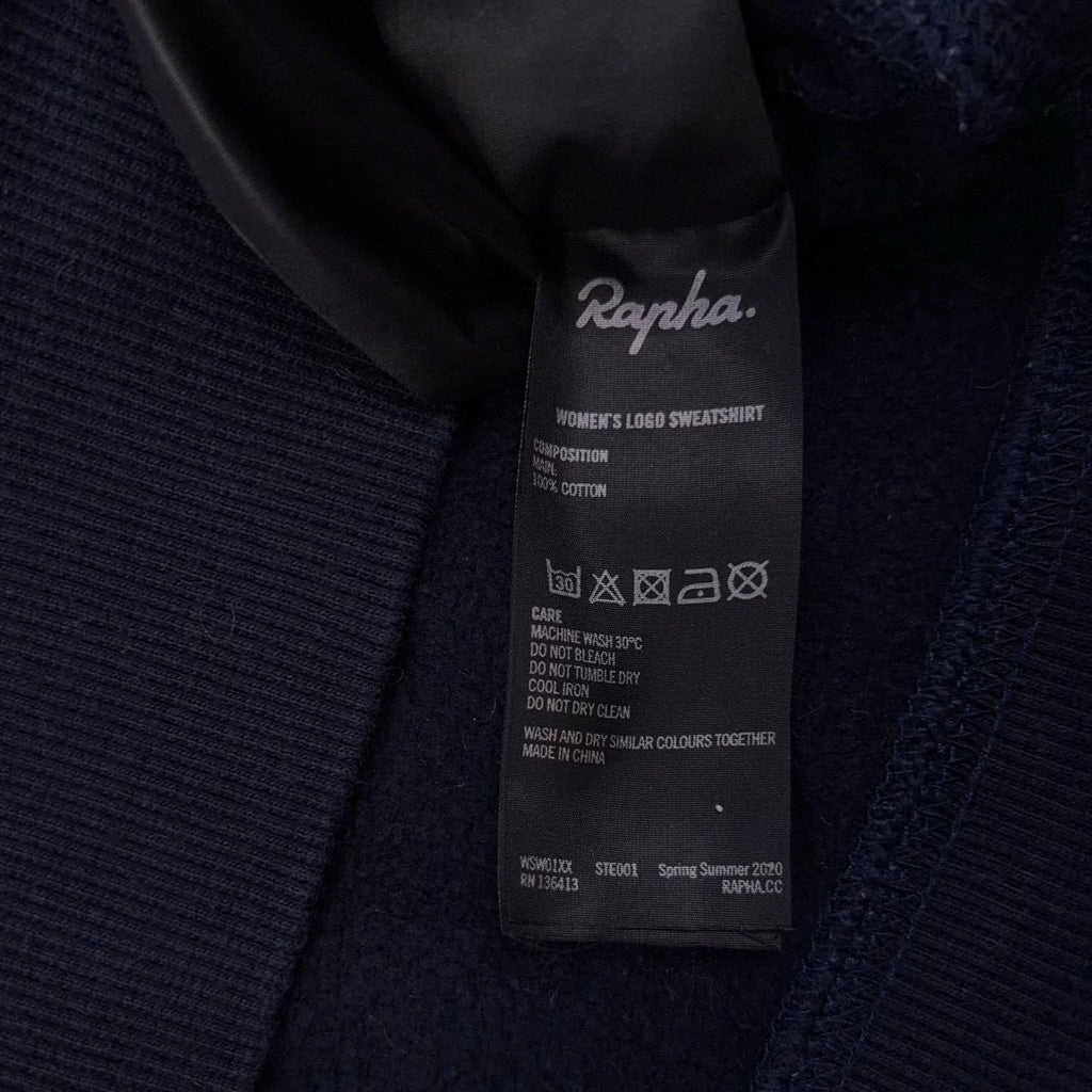 Rapha Women’s Logo Sweatshirt – S – Navy Blue – Very Good Used Condition - Pedalling Wears