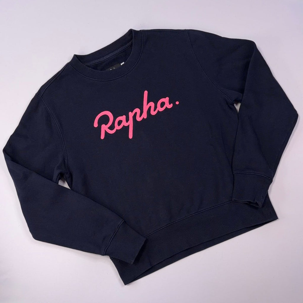 Rapha Women’s Logo Sweatshirt – S – Navy Blue – Very Good Used Condition - Pedalling Wears