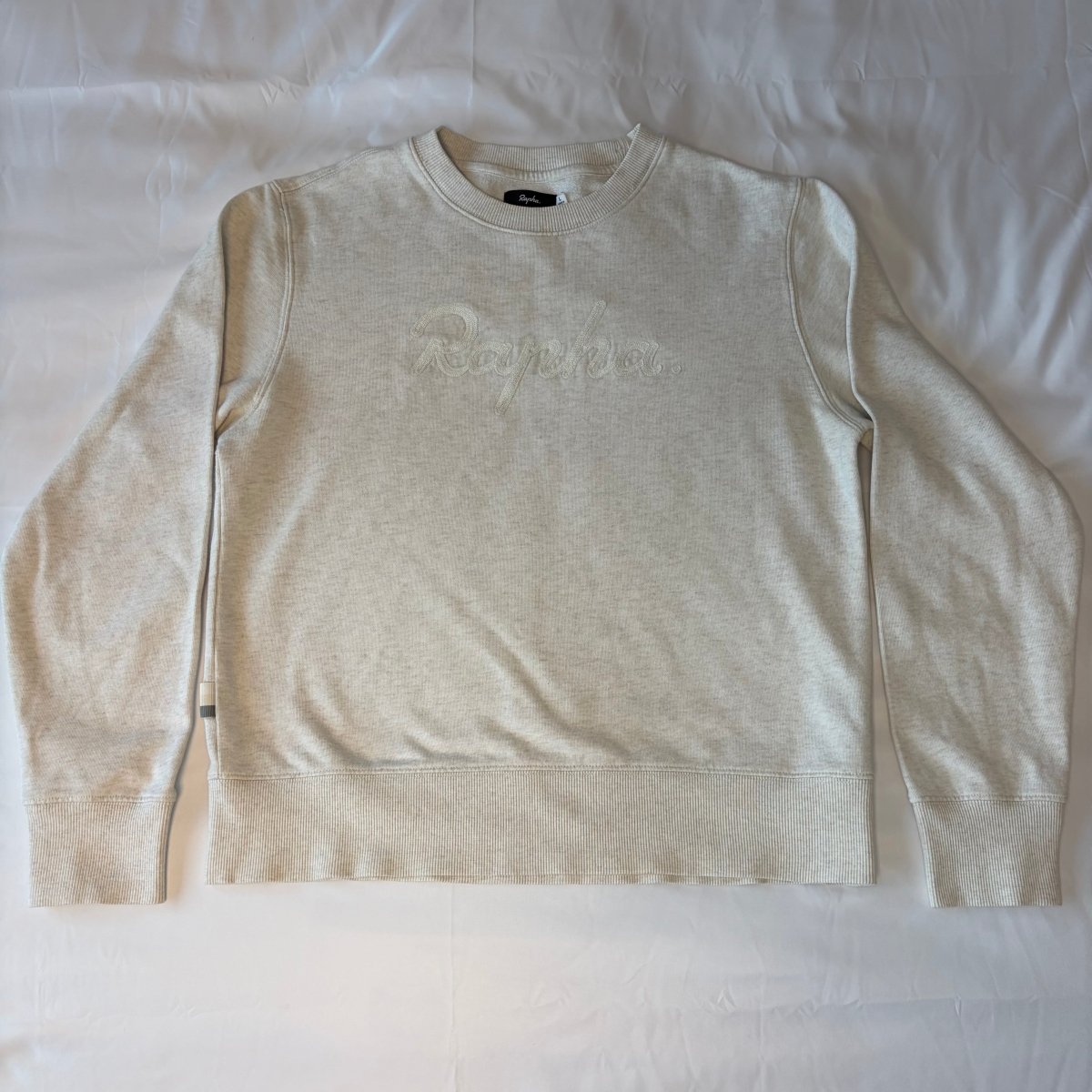 Rapha Women's Script Logo Sweatshirt - L - Beige - Excellent Used Condition - Pedalling Wears