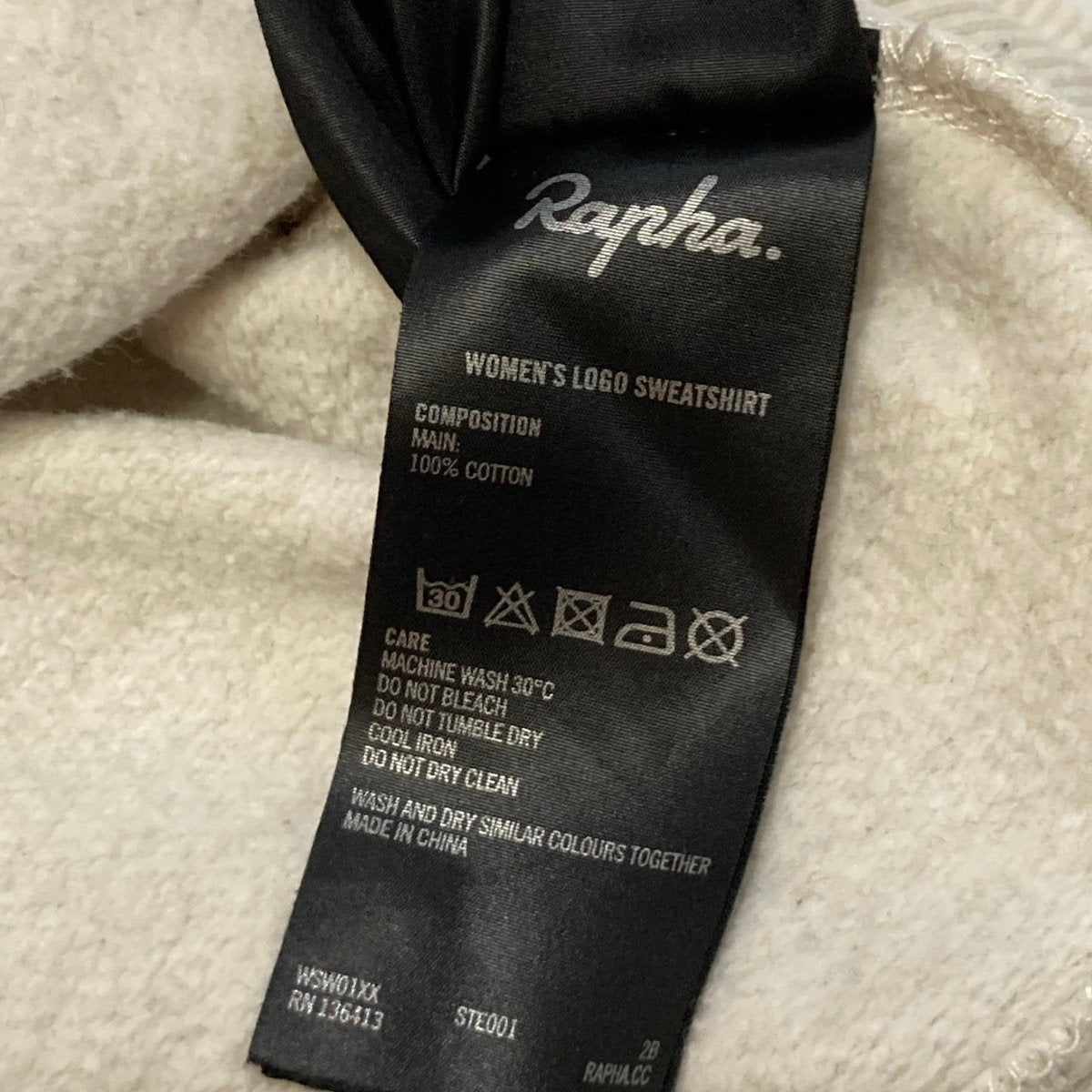 Rapha Women's Script Logo Sweatshirt - L - Beige - Excellent Used Condition - Pedalling Wears