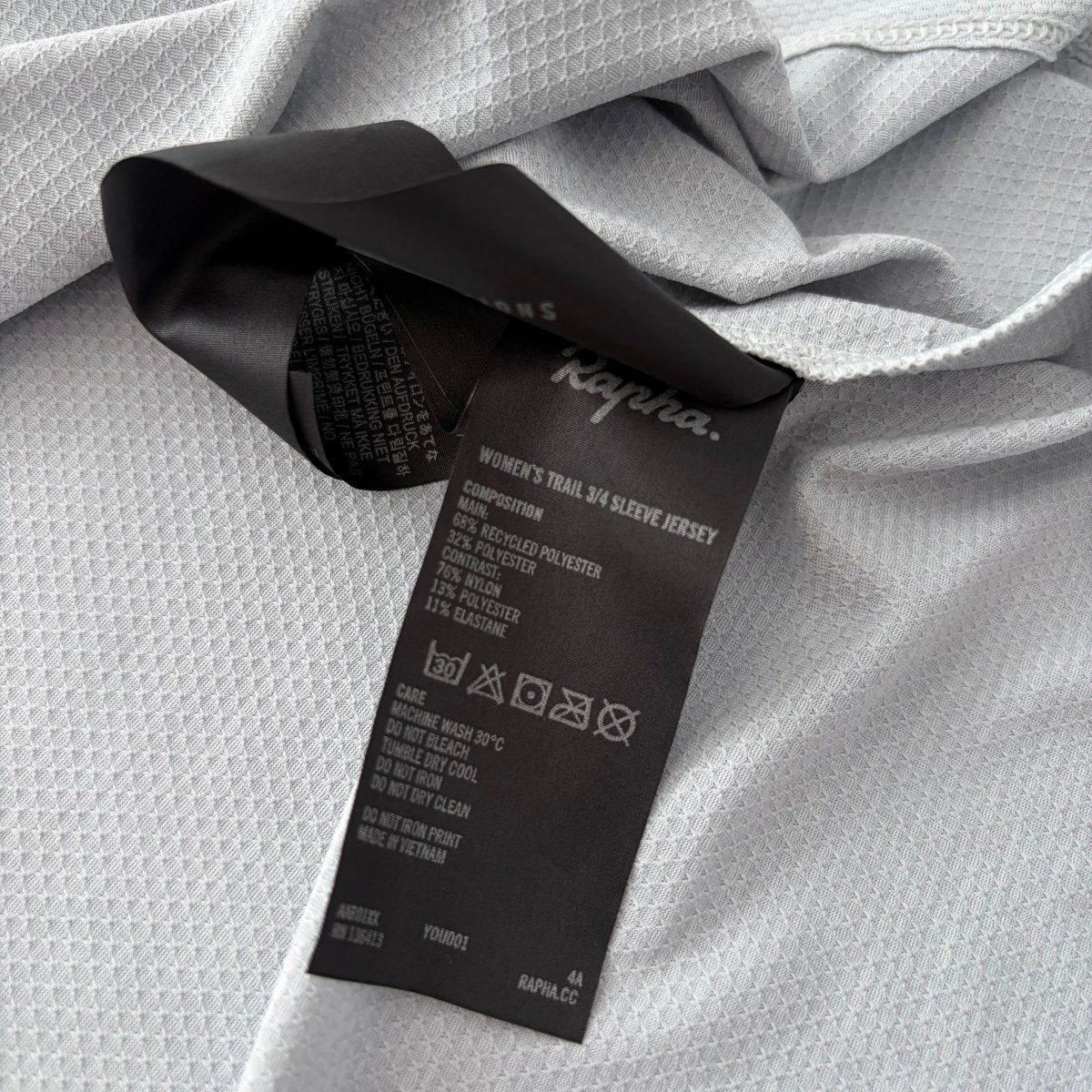 Rapha Women's Trail MTB Jersey (3/4 Sleeve) - XL - Light Grey / Black - Excellent Used Condition - Pedalling Wears