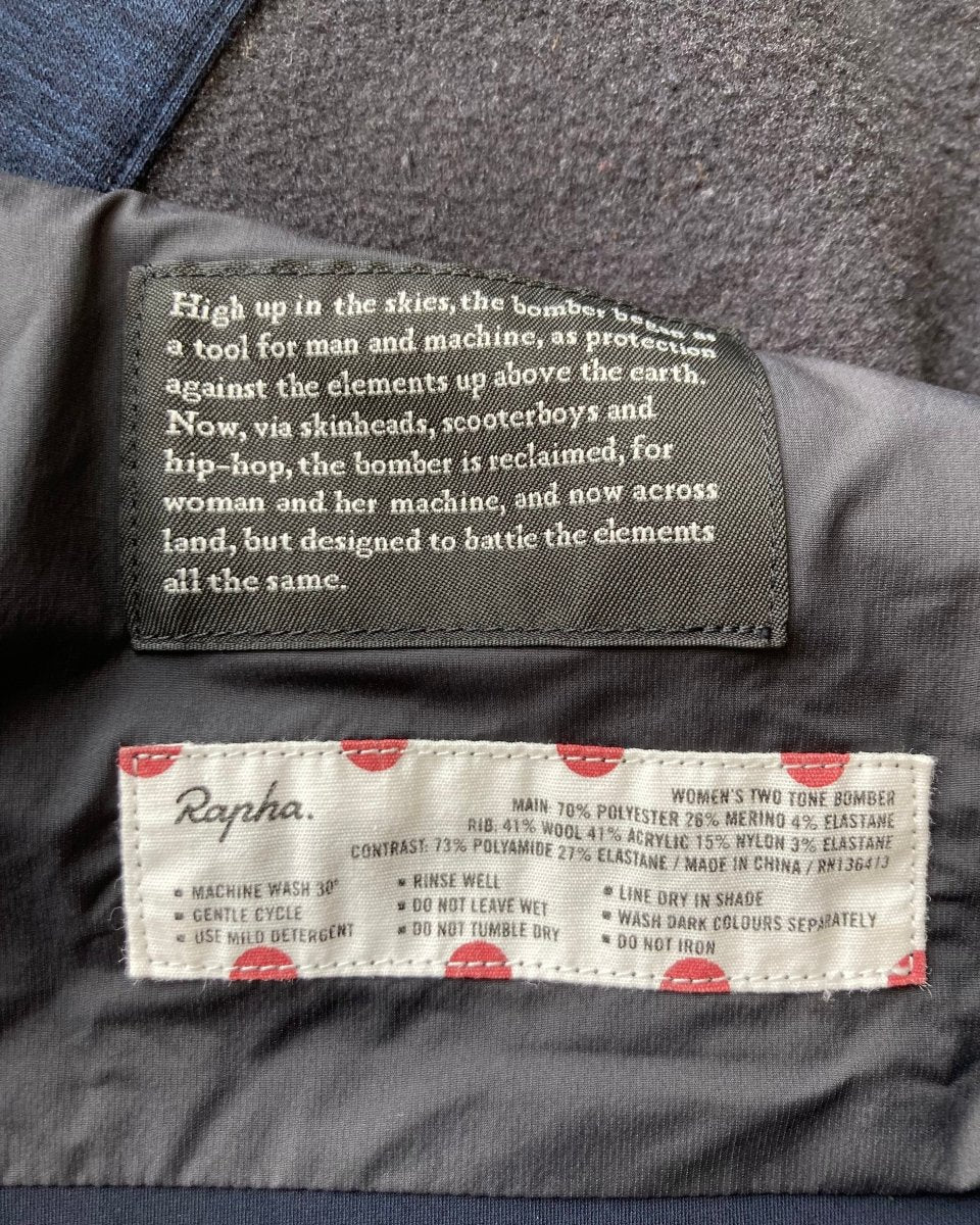 Rapha Women's Two - Tone Bomber Jacket - L - Navy - Excellent Condition - Pedalling Wears