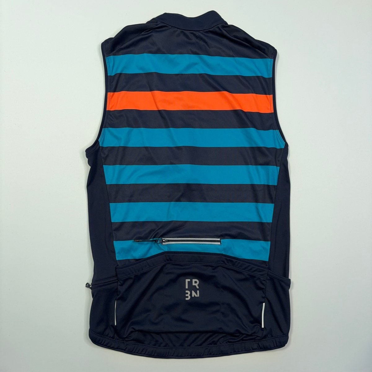 Triban Men’s RC500 Stripped Cycling Gilet - M - Navy / Orange - Excellent Used Condition - Pedalling Wears